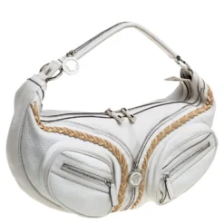 Versace White Leather Medusa Shoulder Bag For Women -Versace Official Website luxury women versace used handbags p354145 004
