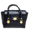 Versace Black Leather Medium Medusa Medallion Tote For Women