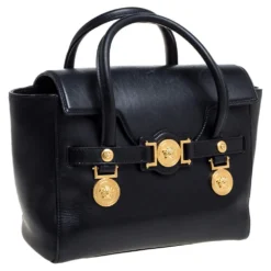 Versace Black Leather Medium Medusa Medallion Tote For Women -Versace Official Website luxury women versace used handbags p354954 003