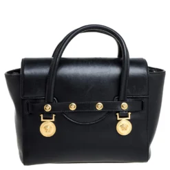 Versace Black Leather Medium Medusa Medallion Tote For Women -Versace Official Website luxury women versace used handbags p354954 004