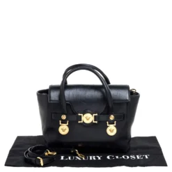 Versace Black Leather Medium Medusa Medallion Tote For Women -Versace Official Website luxury women versace used handbags p354954 014