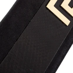 Versace Black Nubuck And Snakeskin Logo Flap Chain Clutch For Women -Versace Official Website luxury women versace used handbags p358413 005