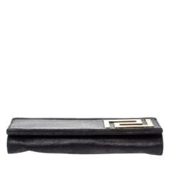 Versace Black Nubuck And Snakeskin Logo Flap Chain Clutch For Women -Versace Official Website luxury women versace used handbags p358413 009