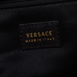 Versace Black Nubuck And Snakeskin Logo Flap Chain Clutch For Women -Versace Official Website luxury women versace used handbags p358413 012