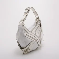 Versace White Leather Biker Hobo For Women -Versace Official Website luxury women versace used handbags p36008 003