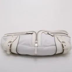 Versace White Leather Biker Hobo For Women -Versace Official Website luxury women versace used handbags p36008 005