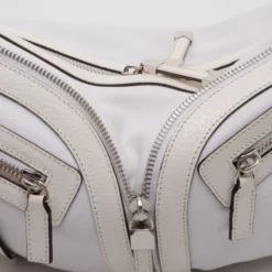Versace White Leather Biker Hobo For Women -Versace Official Website luxury women versace used handbags p36008 008