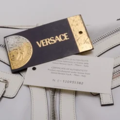 Versace White Leather Biker Hobo For Women -Versace Official Website luxury women versace used handbags p36008 011