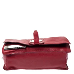 Versace Red Leather Shoulder Bag For Women -Versace Official Website luxury women versace used handbags p360085 002