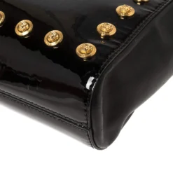 Versace Black Patent Leather Medusa Studded Chain Shoulder Bag For Women -Versace Official Website luxury women versace used handbags p361183 009