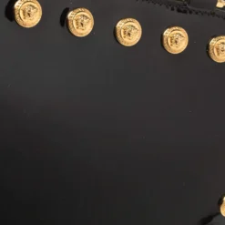 Versace Black Patent Leather Medusa Studded Chain Shoulder Bag For Women -Versace Official Website luxury women versace used handbags p361183 010