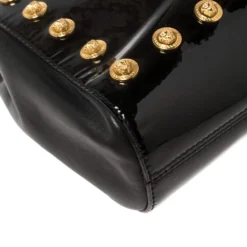 Versace Black Patent Leather Medusa Studded Chain Shoulder Bag For Women -Versace Official Website luxury women versace used handbags p361183 011