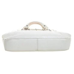 Versace White Croc Embossed Leather Hit Satchel For Women -Versace Official Website luxury women versace used handbags p361606 011