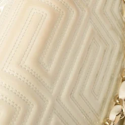 Gianni Versace White Quilted Patent Leather Flap Shoulder Bag For Women -Versace Official Website luxury women versace used handbags p361968 004