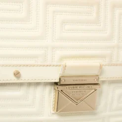 Gianni Versace White Quilted Patent Leather Flap Shoulder Bag For Women -Versace Official Website luxury women versace used handbags p361968 006