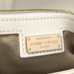 Gianni Versace White Quilted Patent Leather Flap Shoulder Bag For Women -Versace Official Website luxury women versace used handbags p361968 013