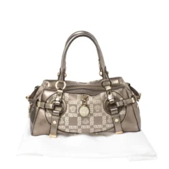 Versace Metallic Grey Jacquard Fabric And Leather Medusa Bag For Women -Versace Official Website luxury women versace used handbags p362471 002