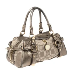 Versace Metallic Grey Jacquard Fabric And Leather Medusa Bag For Women -Versace Official Website luxury women versace used handbags p362471 007
