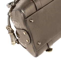 Versace Metallic Grey Jacquard Fabric And Leather Medusa Bag For Women -Versace Official Website luxury women versace used handbags p362471 012