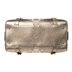 Versace Metallic Grey Jacquard Fabric And Leather Medusa Bag For Women -Versace Official Website luxury women versace used handbags p362471 013