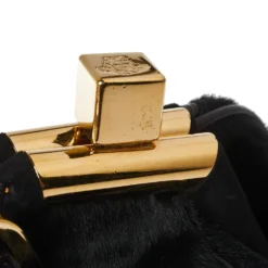 Versace Black Leather/Calfhair And Suede Corset Frame Shoulder Bag For Women -Versace Official Website luxury women versace used handbags p363066 006