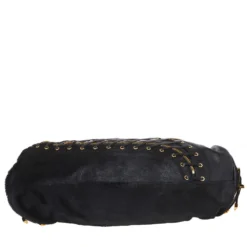 Versace Black Leather/Calfhair And Suede Corset Frame Shoulder Bag For Women -Versace Official Website luxury women versace used handbags p363066 007