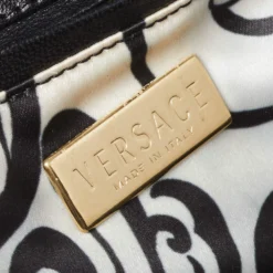 Versace Black Leather/Calfhair And Suede Corset Frame Shoulder Bag For Women -Versace Official Website luxury women versace used handbags p363066 012