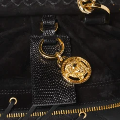 Versace Black Leather/Calfhair And Suede Corset Frame Shoulder Bag For Women -Versace Official Website luxury women versace used handbags p363066 013