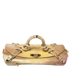 Versace Tricolor Glazed Python Canyon Top Handle Bag For Women