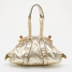 Versace Gold Snakeskin Framed Bauletto For Women -Versace Official Website luxury women versace used handbags p36391 004