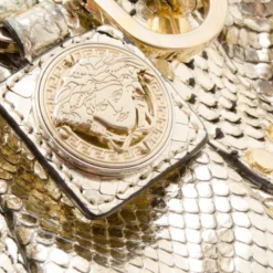 Versace Gold Snakeskin Framed Bauletto For Women -Versace Official Website luxury women versace used handbags p36391 011