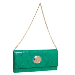 Versace Green Patent Leather Wallet On Chain For Women -Versace Official Website luxury women versace used handbags p364858 008