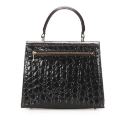 Versace Black Croc Embossed Leather Satchel Bag For Women -Versace Official Website luxury women versace used handbags p365314 001