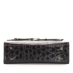 Versace Black Croc Embossed Leather Satchel Bag For Women -Versace Official Website luxury women versace used handbags p365314 002