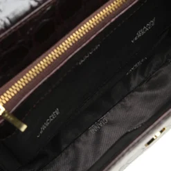 Versace Black Croc Embossed Leather Satchel Bag For Women -Versace Official Website luxury women versace used handbags p365314 003