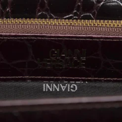 Versace Black Croc Embossed Leather Satchel Bag For Women -Versace Official Website luxury women versace used handbags p365314 004