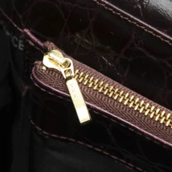 Versace Black Croc Embossed Leather Satchel Bag For Women -Versace Official Website luxury women versace used handbags p365314 005