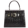 Versace Black Croc Embossed Leather Satchel Bag For Women