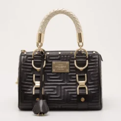 Versace Black Quilted 'Snap Out Of It' Satchel For Women