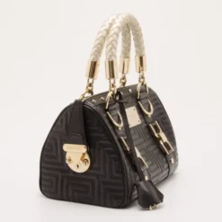 Versace Black Quilted 'Snap Out Of It' Satchel For Women -Versace Official Website luxury women versace used handbags p36876 003
