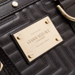 Versace Black Quilted 'Snap Out Of It' Satchel For Women -Versace Official Website luxury women versace used handbags p36876 007