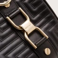 Versace Black Quilted 'Snap Out Of It' Satchel For Women -Versace Official Website luxury women versace used handbags p36876 008