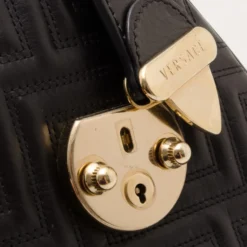Versace Black Quilted 'Snap Out Of It' Satchel For Women -Versace Official Website luxury women versace used handbags p36876 009