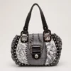 Versace Black And White Multi Print Leather Tote For Women