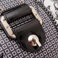 Versace Black And White Multi Print Leather Tote For Women -Versace Official Website luxury women versace used handbags p36908 0007