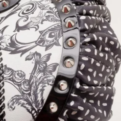 Versace Black And White Multi Print Leather Tote For Women -Versace Official Website luxury women versace used handbags p36908 0009