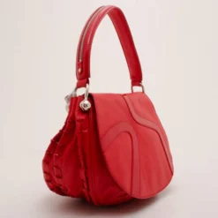Versace Red Rounded Flap Shoulder Bag For Women -Versace Official Website luxury women versace used handbags p37221 0003