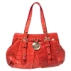 Versace Red Croc Embossed Leather Satchel For Women