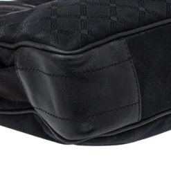 Versace Black Monogram Canvas And Leather Laptop Bag For Women -Versace Official Website luxury women versace used handbags p373271 009