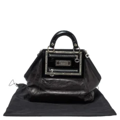 Versace Black Patent And Leather Hit Satchel For Women -Versace Official Website luxury women versace used handbags p373283 002